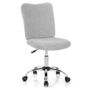 Armless Faux Fur Leisure Office Chair with Adjustable Swivel-Gray