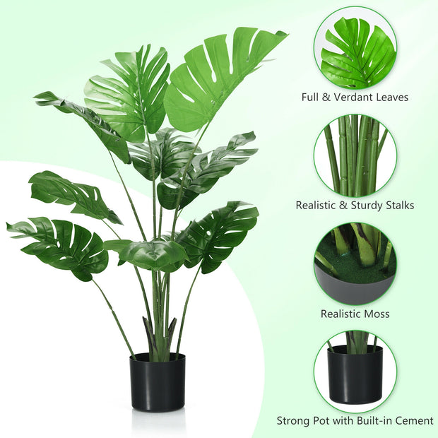 2 Pack Artificial Monstera Deliciosa Tree with 10 Leaves of Different Sizes