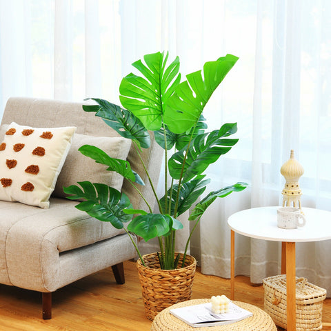 4 Feet Artificial Monstera Deliciosa Tree with 10 Leaves of Different Sizes