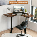 L-shaped Electric Standing Desk with 4 Memory Positions and LCD Display-Rustic Brown