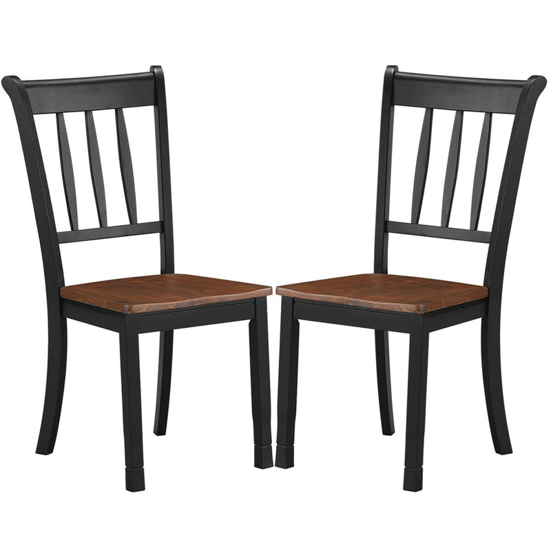 2 Pieces Solid Whitesburg Spindle Back Wood Dining Chairs-Black