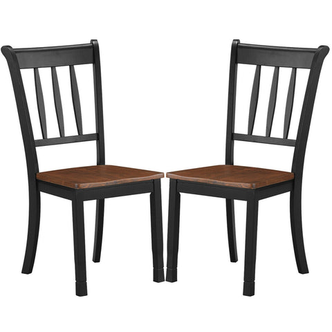 2 Pieces Solid Whitesburg Spindle Back Wood Dining Chairs-Black
