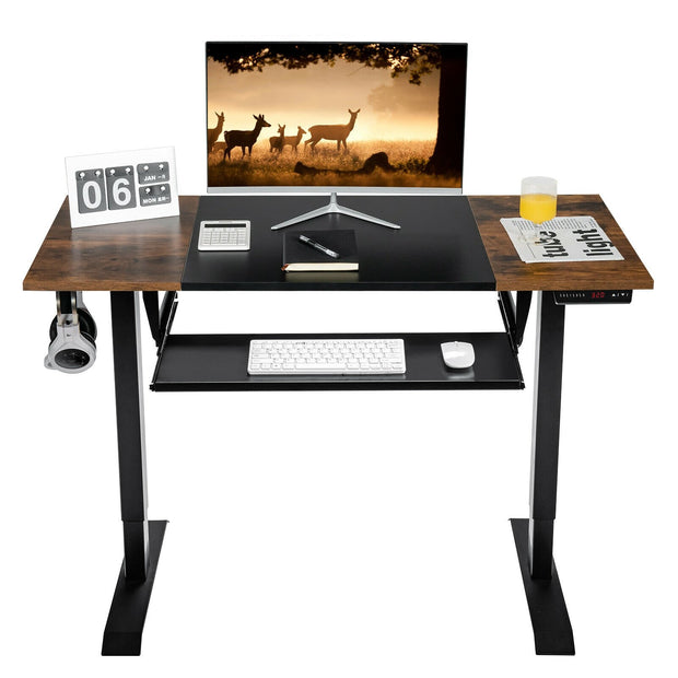 48 Inch Electric Sit to Stand Desk with Keyboard Tray-Black