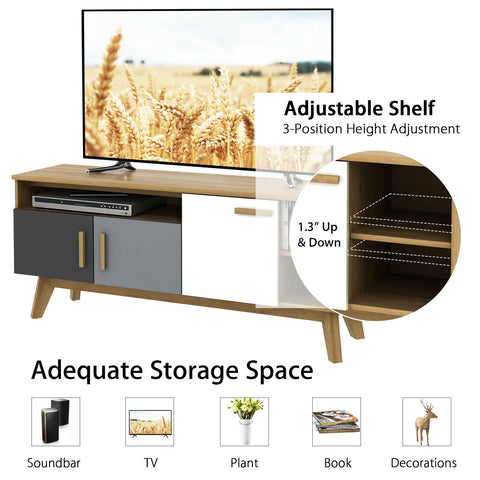 65 Inch TV Stand with 3 Storage Cabinets and 3 Open Shelves for Living Room