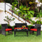 4 Pieces Patio Rattan Cushioned Furniture Set-Red