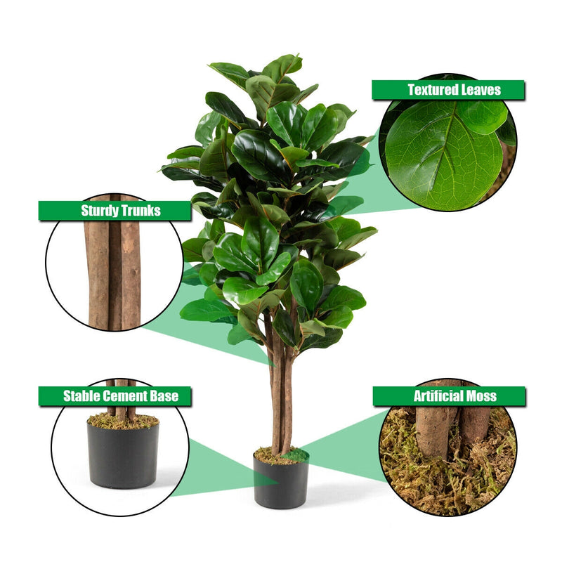 4 Feet Artificial Fiddle Leaf Fig Tree Decorative Planter