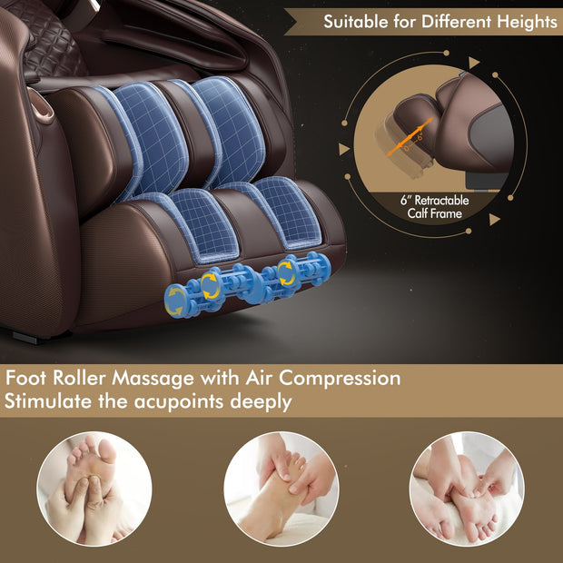 COSTWAY Full Body Massage Chair Zero Gravity Shiatsu Massage Recliner with SL Track Intelligent Voice Control