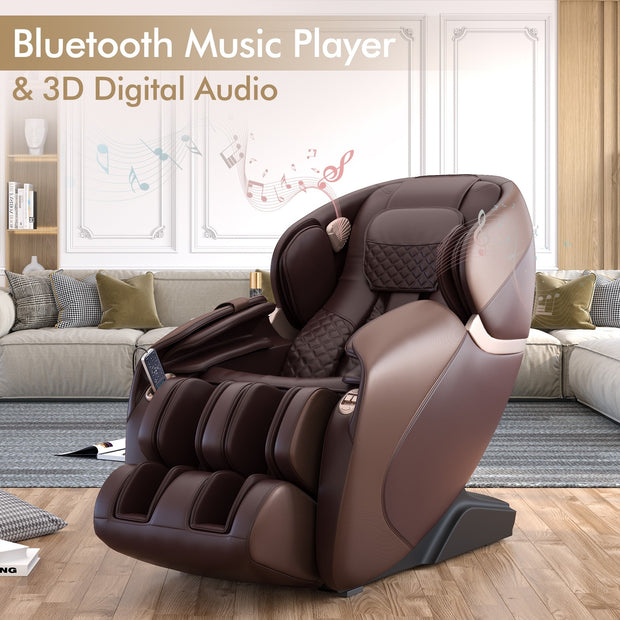 COSTWAY Full Body Massage Chair Zero Gravity Shiatsu Massage Recliner with SL Track Intelligent Voice Control