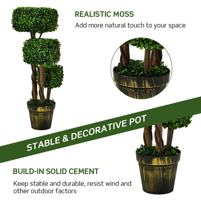 36 Inch Artificial Boxwood Topiary UV Protected Indoor Outdoor Tree