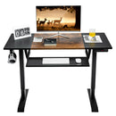 48 Inch Electric Sit to Stand Desk with Keyboard Tray-Rustic Brown