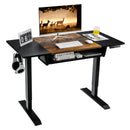 48 Inch Electric Sit to Stand Desk with Keyboard Tray-Rustic Brown