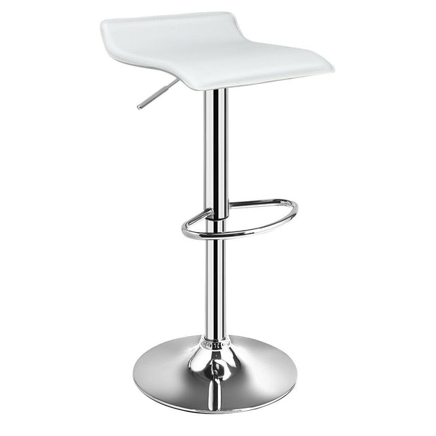 Set of 2 Adjustable PU Leather Backless Bar Stools-White