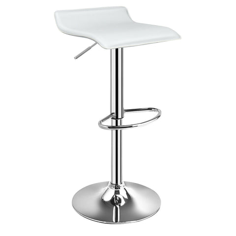 Set of 2 Adjustable PU Leather Backless Bar Stools-White