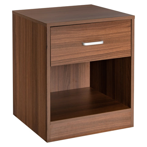 Modern Nightstand with Storage Drawer and Cabinet-Brown