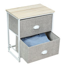 Metal Frame Nightstand Side Table Storage with 2 Drawers-Gray