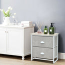 Metal Frame Nightstand Side Table Storage with 2 Drawers-Gray