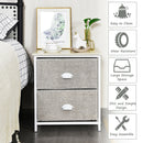 Metal Frame Nightstand Side Table Storage with 2 Drawers-Gray