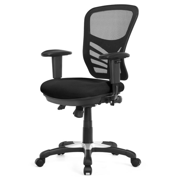 Ergonomic Mesh Office Chair with Adjustable Back Height and Armrests-Black