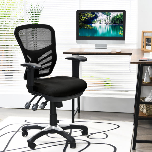 Ergonomic Mesh Office Chair with Adjustable Back Height and Armrests-Black