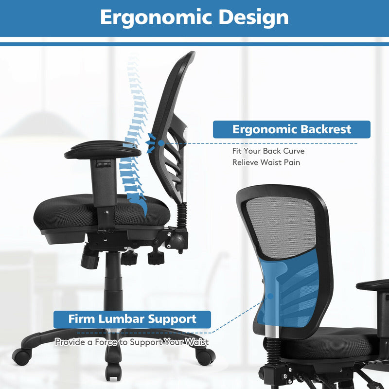 Ergonomic Mesh Office Chair with Adjustable Back Height and Armrests-Black