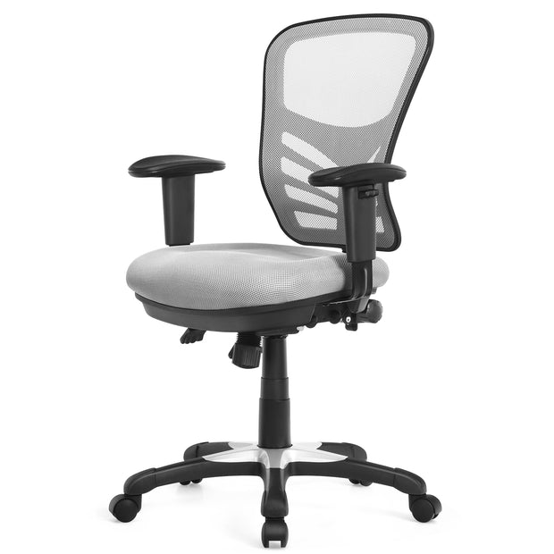 Ergonomic Mesh Office Chair with Adjustable Back Height and Armrests-Gray