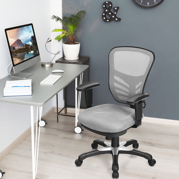 Ergonomic Mesh Office Chair with Adjustable Back Height and Armrests-Gray