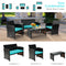 4 Pieces Patio Rattan Cushioned Furniture Set-Turquoise