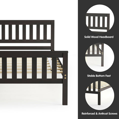 Twin Size Wood Platform Bed with Headboard