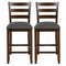 2 Pieces Counter Height Chairs with Fabric Seat and Rubber Wood Legs
