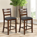 2 Pieces Counter Height Chairs with Fabric Seat and Rubber Wood Legs