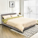 Full Tufted Upholstered Platform Bed Frame with Flannel Headboard-Light Gray