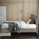 Full Tufted Upholstered Platform Bed Frame with Flannel Headboard-Light Gray