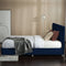 Full Tufted Upholstered Platform Bed Frame with Flannel Headboard-Navy