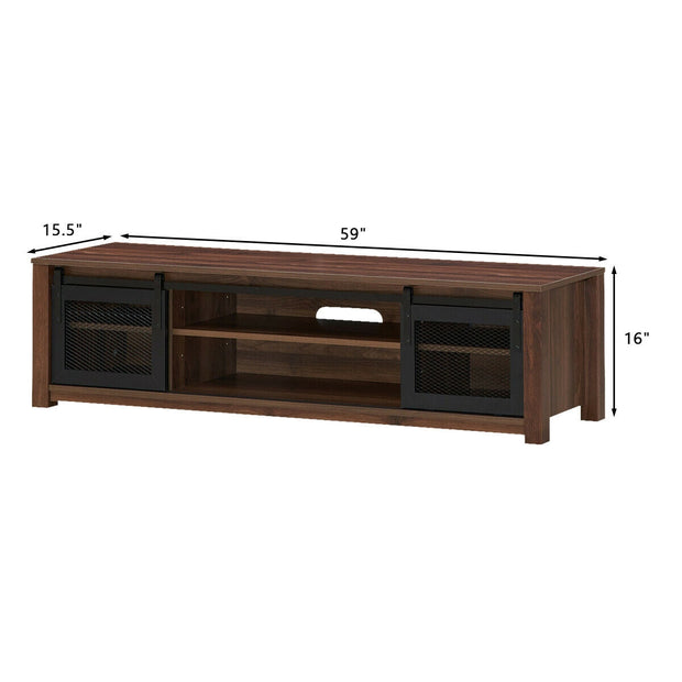 TV Stand Entertainment Center for TV's up to 65 Inch with Cable Management and Adjustable Shelf-Brown