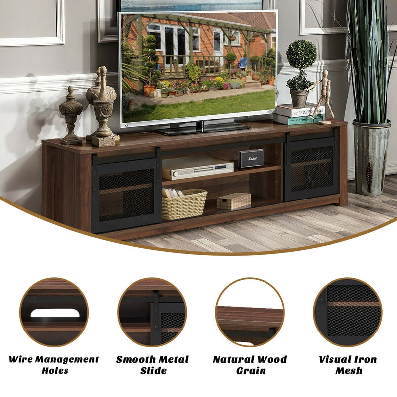 TV Stand Entertainment Center for TV's up to 65 Inch with Cable Management and Adjustable Shelf-Brown