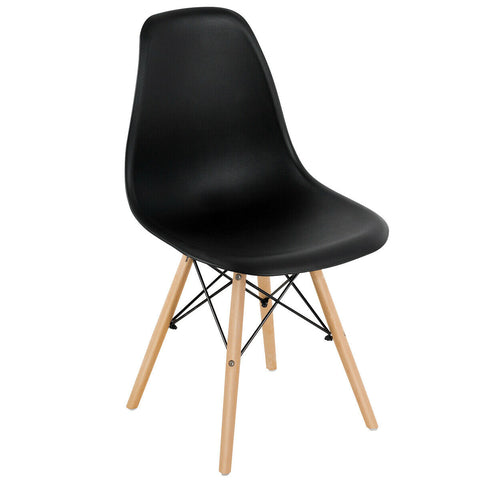 Set of 4 Modern Dining Side Chair Wood Legs-Black