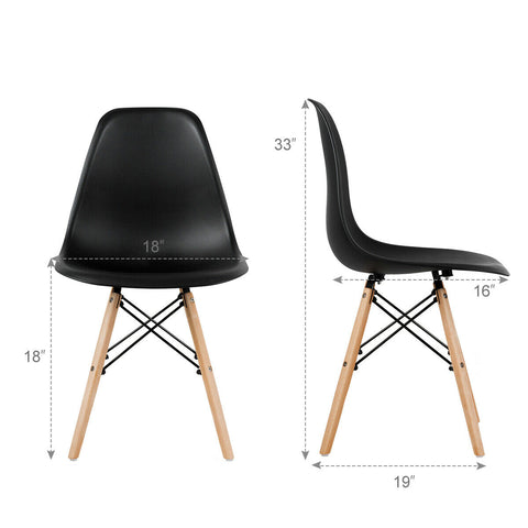 Set of 4 Modern Dining Side Chair Wood Legs-Black