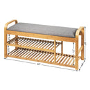 3-Tier Bamboo Shoe Rack Bench with Cushion-Natural