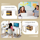 87 Inch 2 Person Adjustable L-Shaped Computer Desk