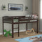 Wooden Twin Low Loft Bunk Bed with Guard Rail and Ladder-Dark Brown