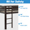 Wooden Twin Low Loft Bunk Bed with Guard Rail and Ladder-Dark Brown