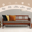 Twin Size Wooden Slats Daybed Bed with Rails-Cherry