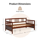 Twin Size Wooden Slats Daybed Bed with Rails-Cherry