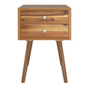 Wooden Nightstand Mid-Century End Side Table with 2 Storage Drawers-Natural