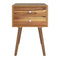 Wooden Nightstand Mid-Century End Side Table with 2 Storage Drawers-Natural