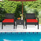 3 Piece PE Rattan Wicker Sofa Set with Washable and Removable Cushion for Patio-Red