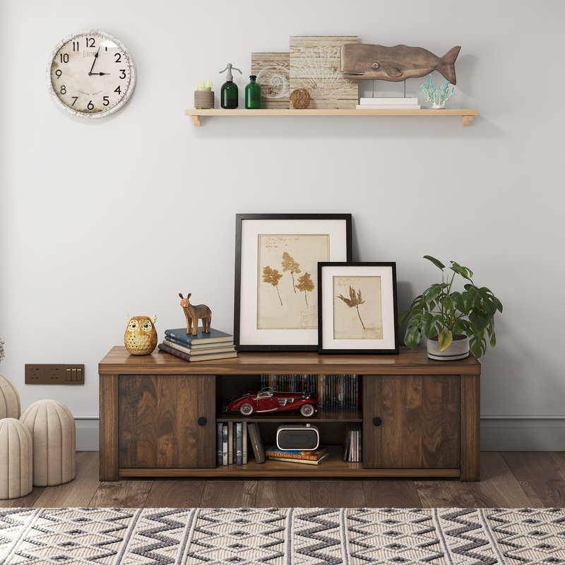 Classic Style TV Console Cabinet for 65 Inch TV with 2 Cable