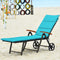Outdoor Chaise Lounge Chair Rattan Lounger Recliner Chair-Turquoise