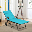 Outdoor Chaise Lounge Chair Rattan Lounger Recliner Chair-Turquoise