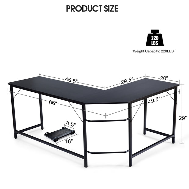 L Shaped Corner Computer Desk Laptop Gaming Table Workstation-Black